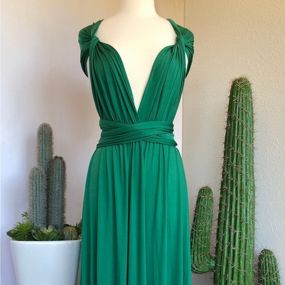 EMERALD WRAP DRESS/ Convertible Dress / Multi Wrap Dress - Picture 5 of 7